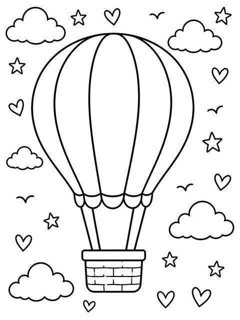 Coloring sheet in the Crayon Doodle Hot Air Balloon 1st Birthday design
