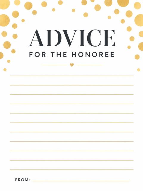 Advice card in the Gold Foil Confetti 30th Birthday design