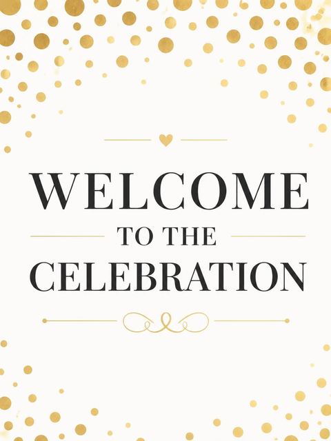 Welcome sign in the Gold Foil Confetti 30th Birthday design