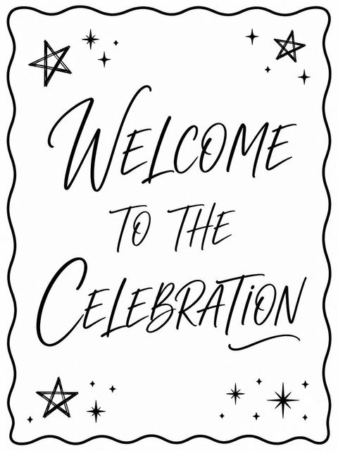 Welcome sign in the Black Ink Wavy Border Birthday design