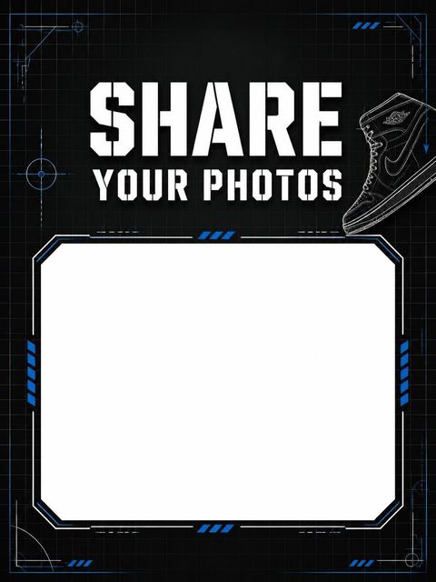 Hashtag card in the Industrial Sneaker Blueprint 13th Birthday Invitation design