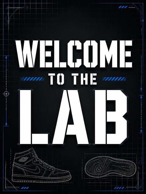 Welcome sign in the Industrial Sneaker Blueprint 13th Birthday Invitation design