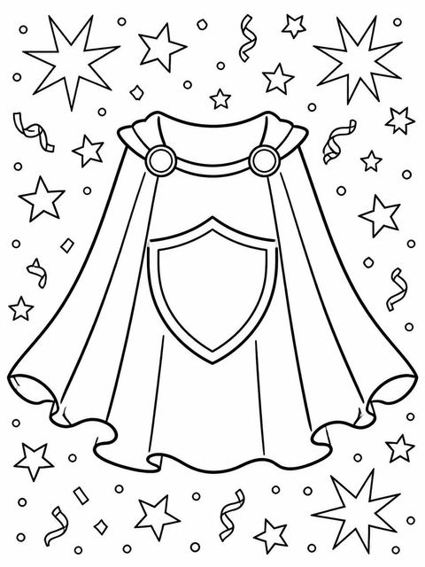 Coloring sheet in the Watercolor Superhero Cape 8th Birthday design