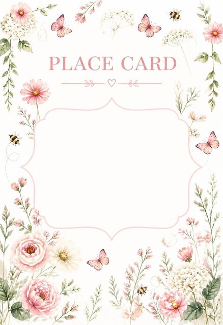 Place card in the Blush Floral Watercolor Bridal Shower design