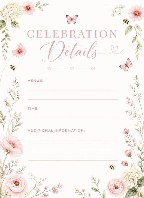 Reception details in the Blush Floral Watercolor Bridal Shower design