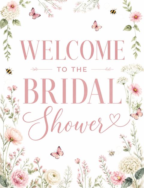 Welcome sign in the Blush Floral Watercolor Bridal Shower design
