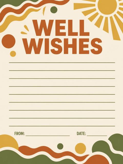 Wishes page in the Earth Tone Sun 60th Birthday design