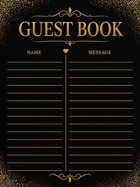 Guest sign-in sheet in the Gold Foil 30th Birthday Invitation design