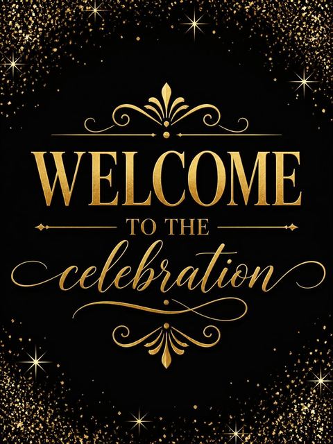 Welcome sign in the Gold Foil 30th Birthday Invitation design
