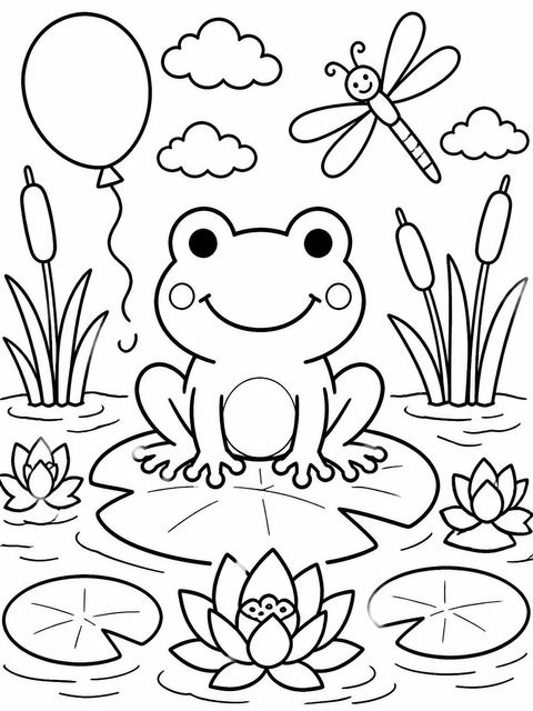 Coloring sheet in the Crayon Frog Balloon 2nd Birthday design