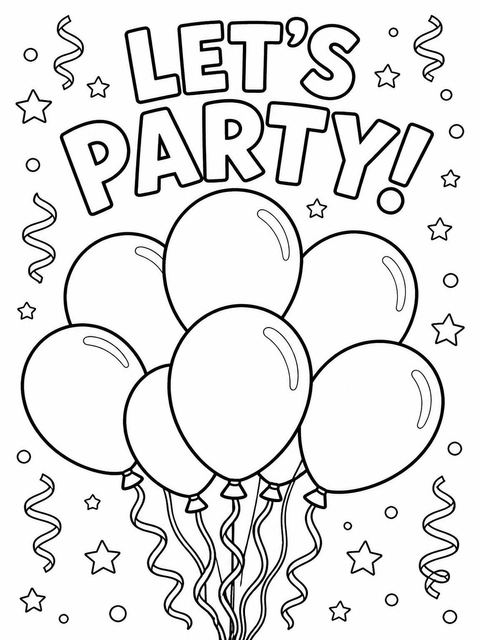 Coloring sheet in the Metallic Gold Balloon 12th Birthday Invitation design