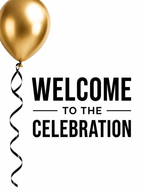 Welcome sign in the Metallic Gold Balloon 12th Birthday Invitation design