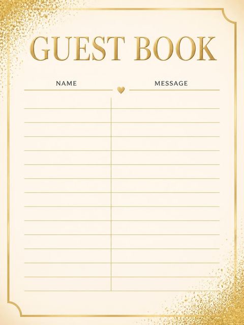 Guest sign-in sheet in the Elegant 65th Birthday design