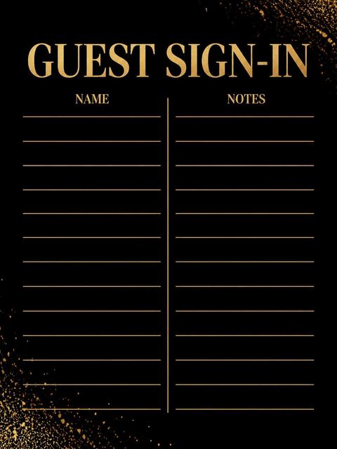 Guest sign-in sheet in the Gold Foil Black 40th Birthday design