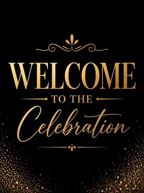 Welcome sign in the Gold Foil Black 40th Birthday design