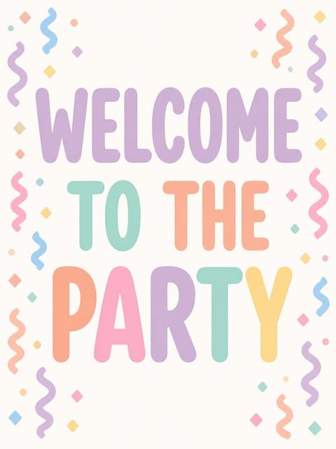Welcome sign in the Pastel Confetti Border 3rd Birthday Invitation design