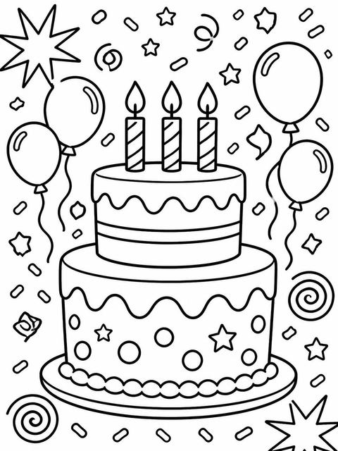 Coloring sheet in the Neon Squiggle Confetti Birthday Invitation design