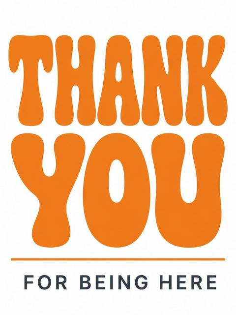 Thank-you flat in the Orange Bubble Letter 90th Birthday design