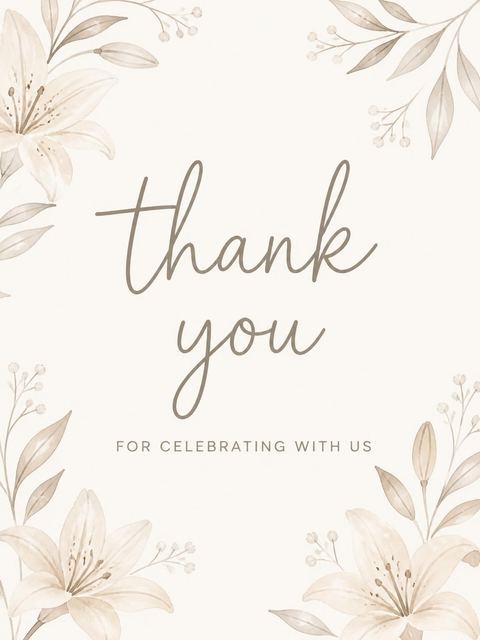 Thank-you flat in the Minimalist Cream Birthday Invitation design