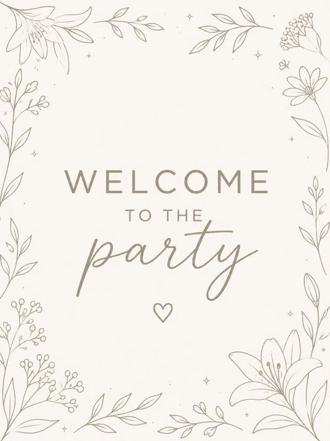 Welcome sign in the Minimalist Cream Birthday Invitation design