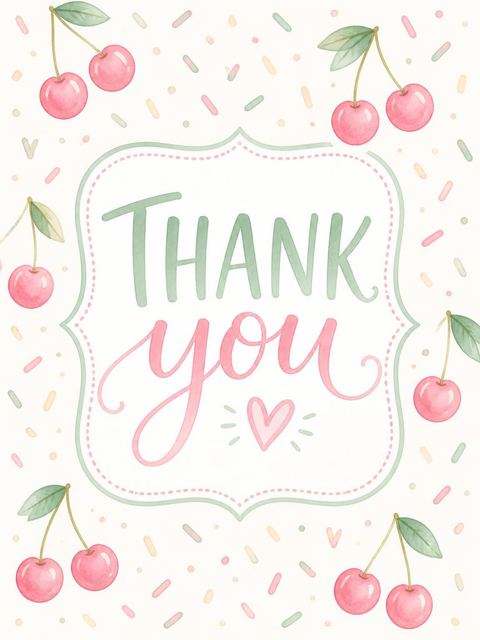 Thank-you flat in the Pastel Watercolor Ice Cream 2nd Birthday design