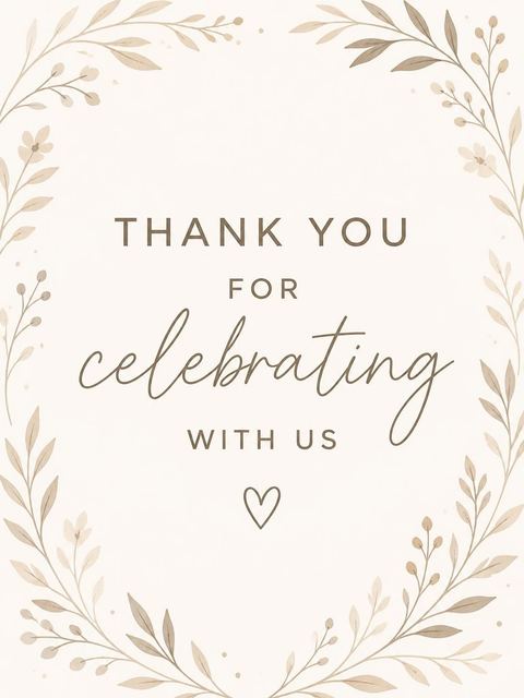 Thank-you flat in the Taupe Minimalist Typography 3rd Birthday design