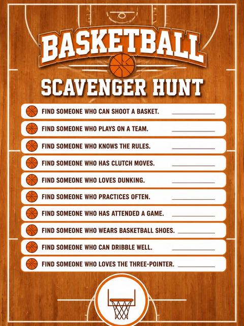 Scavenger hunt in the Hardwood Basketball Court 15th Birthday Invitation design