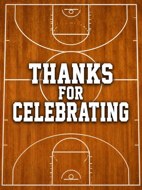 Thank-you flat in the Hardwood Basketball Court 15th Birthday Invitation design