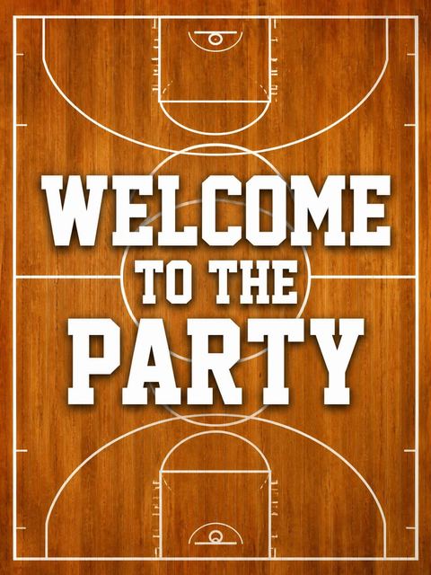 Welcome sign in the Hardwood Basketball Court 15th Birthday Invitation design