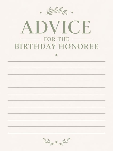 Advice card in the Sage Green Minimalist 55th Birthday design