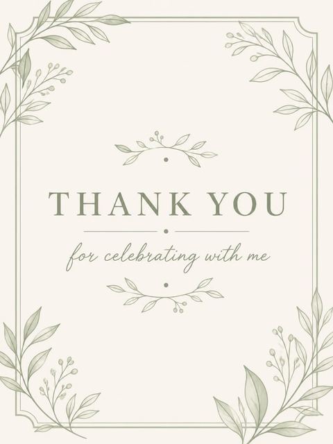 Thank-you flat in the Sage Green Minimalist 55th Birthday design