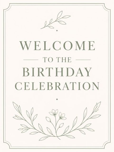 Welcome sign in the Sage Green Minimalist 55th Birthday design