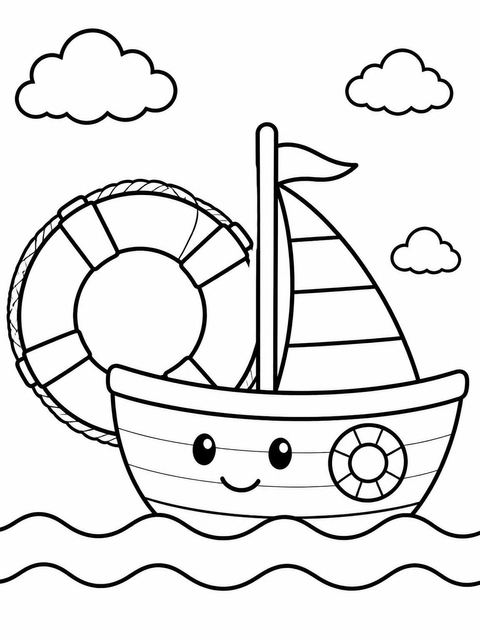 Coloring sheet in the Red and Blue Sailboat 1st Birthday design