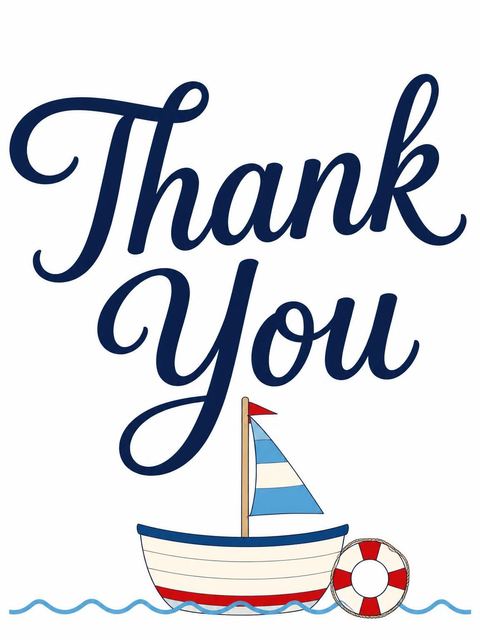 Thank-you flat in the Red and Blue Sailboat 1st Birthday design