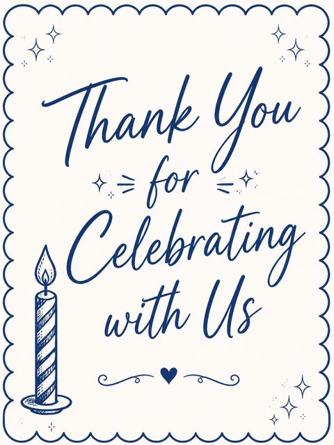 Thank-you flat in the Blue Scalloped Border 35th Birthday Invitation design