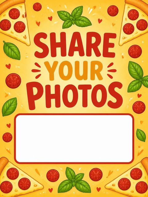 Hashtag card in the Pepperoni Pizza Illustration 4th Birthday design