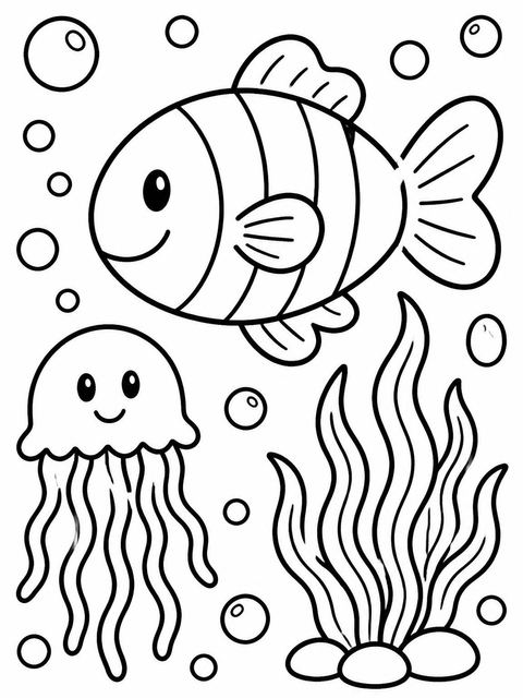 Coloring sheet in the Crayon Sea-Life 6th Birthday Invitation design
