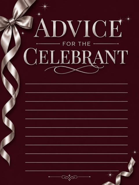 Advice card in the Burgundy Silver Ribbon 35th Birthday Invitation design