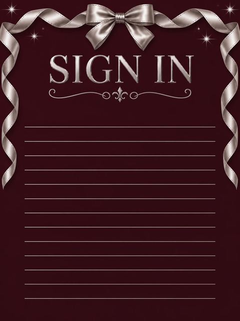Guest sign-in sheet in the Burgundy Silver Ribbon 35th Birthday Invitation design