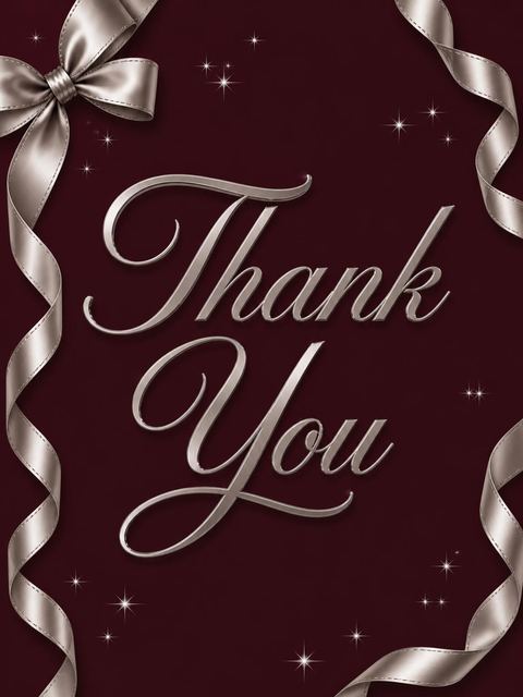Thank-you flat in the Burgundy Silver Ribbon 35th Birthday Invitation design