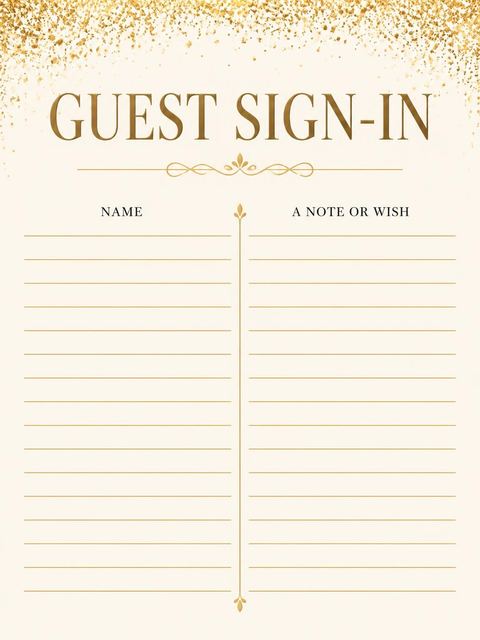 Guest sign-in sheet in the Gold Foil 16th Birthday Invitation design