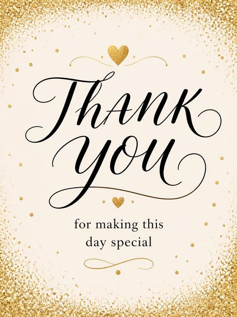 Thank-you flat in the Gold Foil 16th Birthday Invitation design