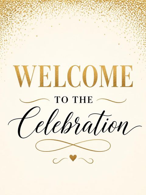 Welcome sign in the Gold Foil 16th Birthday Invitation design