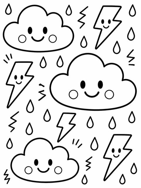 Coloring sheet in the Crayon Weather Motif 3rd Birthday design
