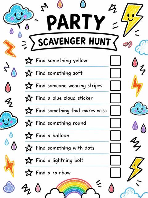 Scavenger hunt in the Crayon Weather Motif 3rd Birthday design