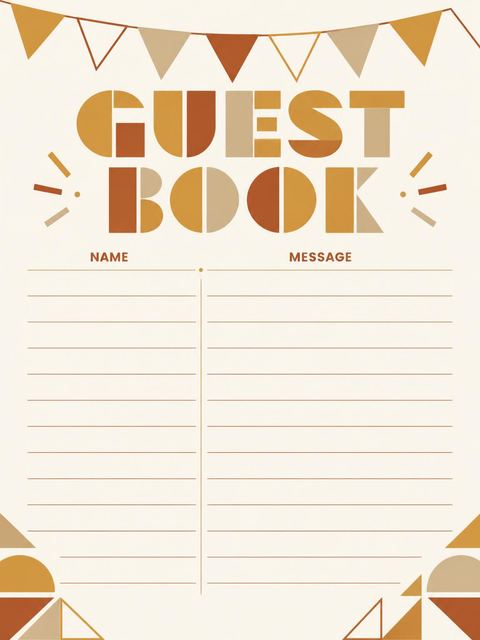 Guest sign-in sheet in the 1st Birthday Digital Geometric Invitation design