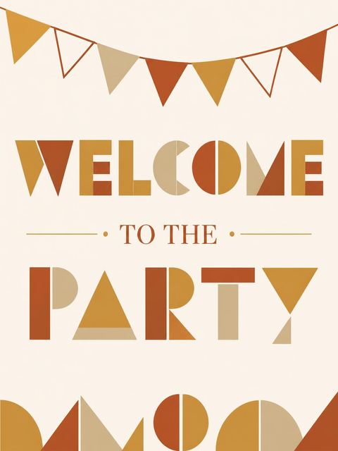 Welcome sign in the 1st Birthday Digital Geometric Invitation design