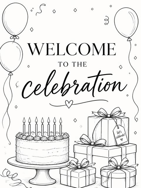 Welcome sign in the Minimalist Ink Sketch 35th Birthday Invitation design