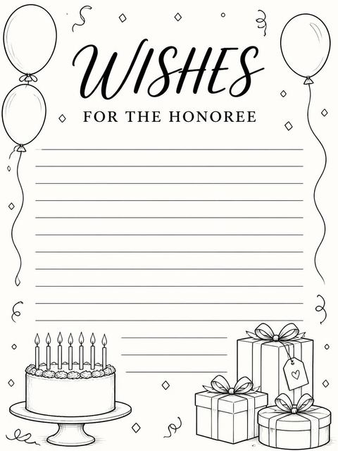 Wishes page in the Minimalist Ink Sketch 35th Birthday Invitation design