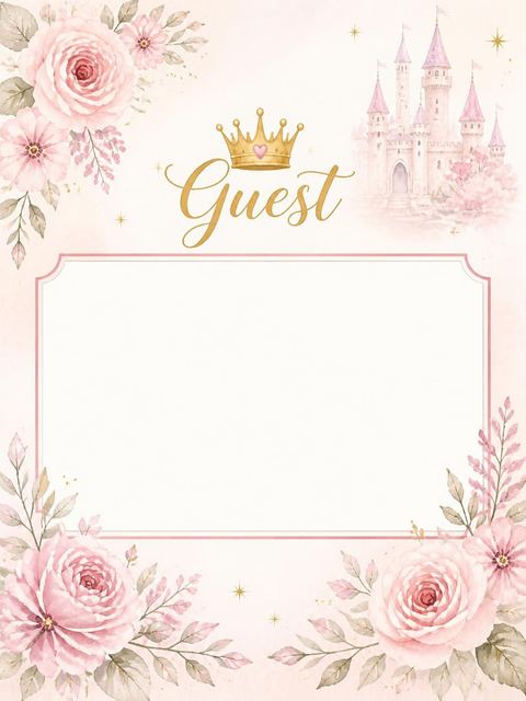 Place card in the Blush Watercolor Castle 4th Birthday Invitation design